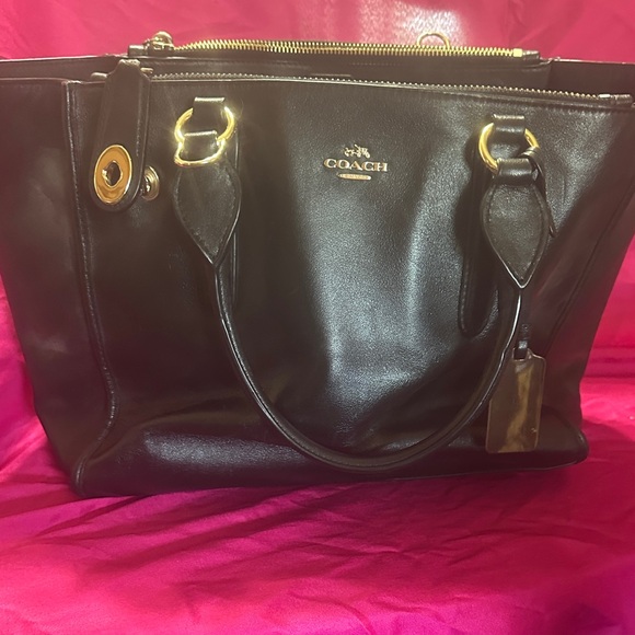 Coach Black and Gold Leather Tote - Picture 1 of 4
